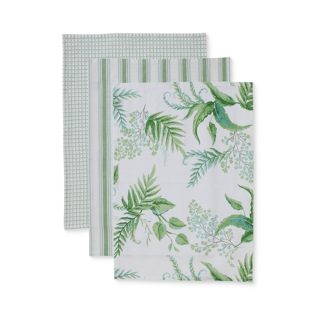 Fern Green/Blue Teatowel Set/3