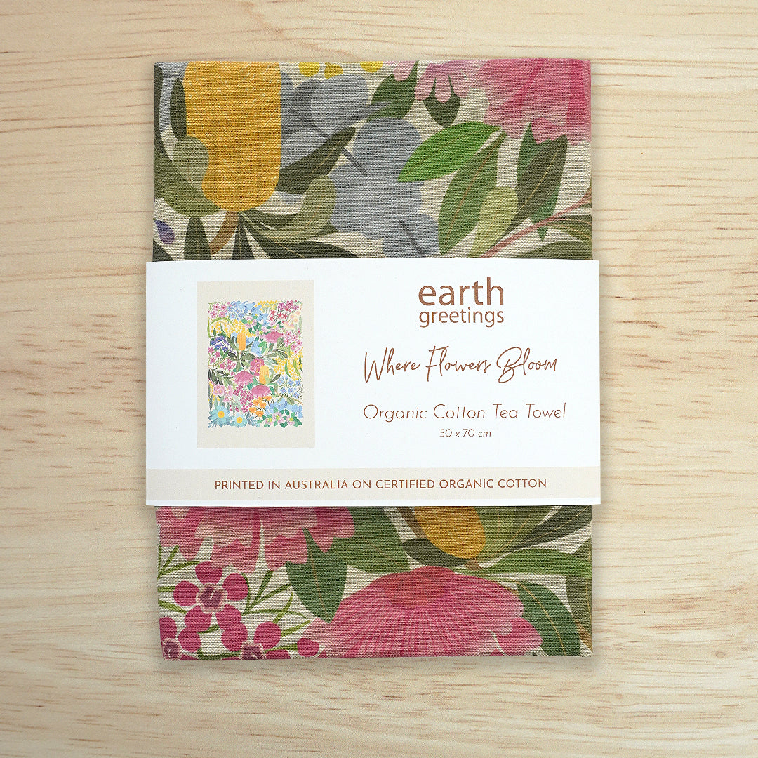 Where The Flowers Bloom Tea Towel - Earth Greetings