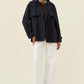 Farina Cropped Trench Navy