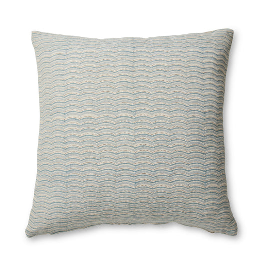 Neera Blue Scallop Block Print Cushion - Madras Link