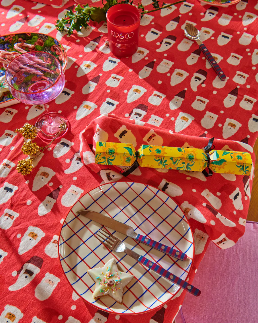 HoHoHo Red Rectangular Linen Tablecloth - Kip&Co