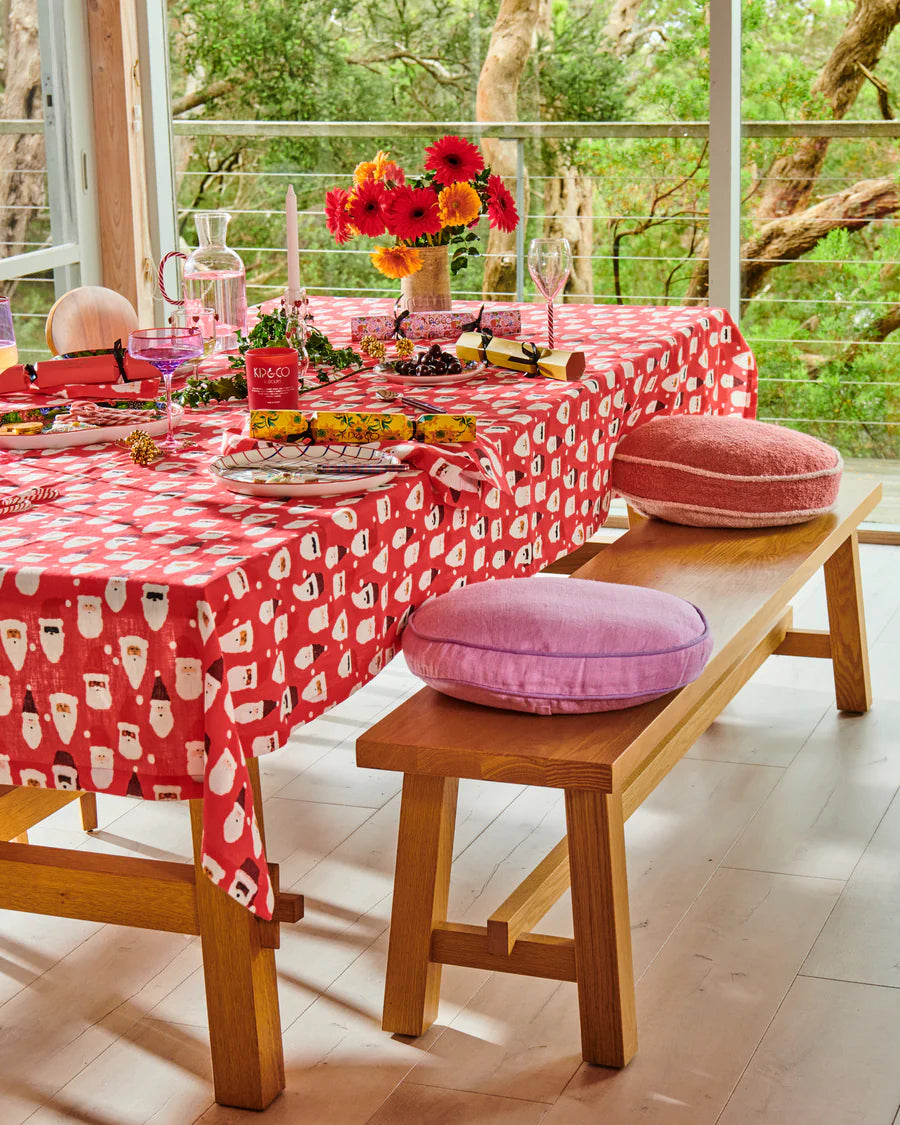 HoHoHo Red Rectangular Linen Tablecloth - Kip&Co