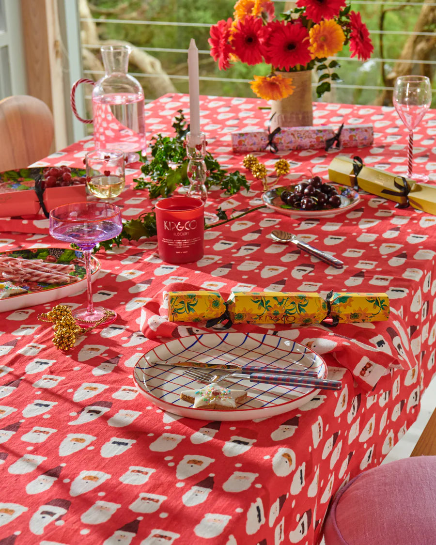 HoHoHo Red Rectangular Linen Tablecloth - Kip&Co