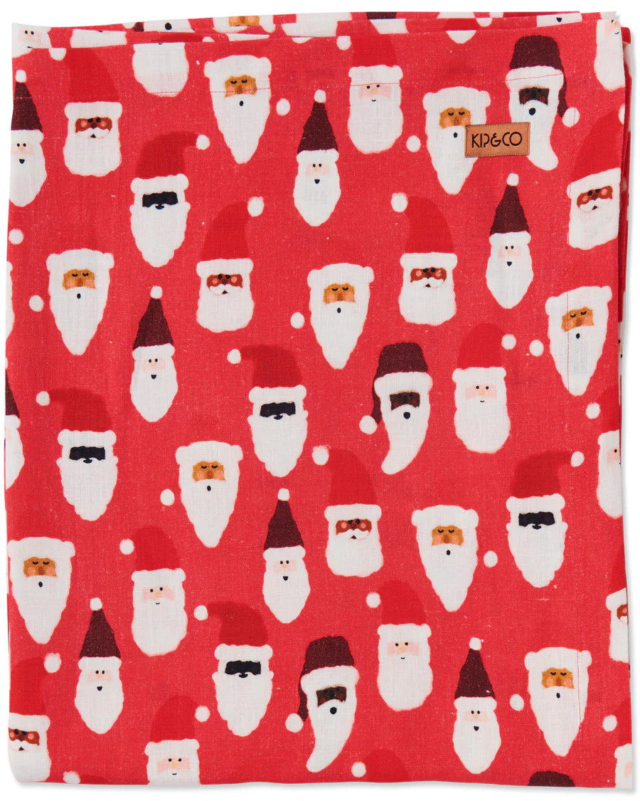 HoHoHo Red Rectangular Linen Tablecloth - Kip&Co