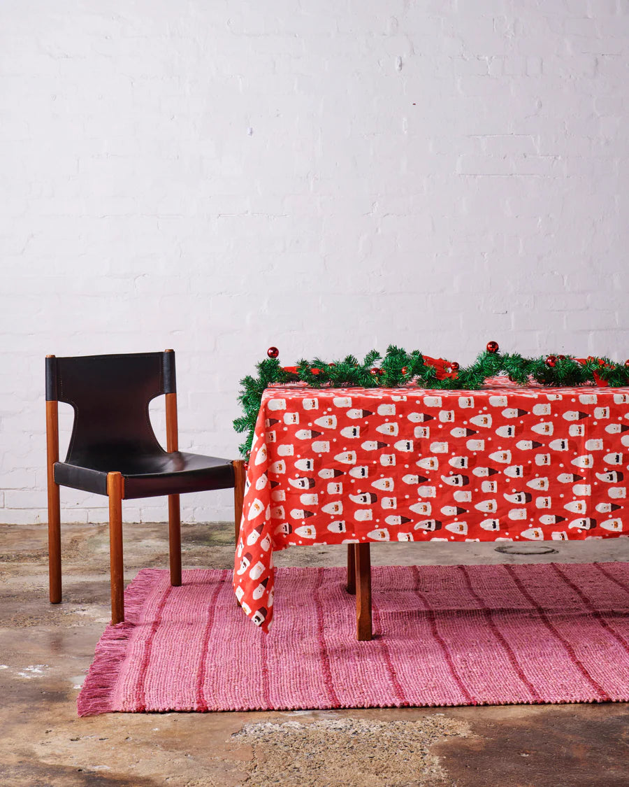 HoHoHo Red Rectangular Linen Tablecloth - Kip&Co