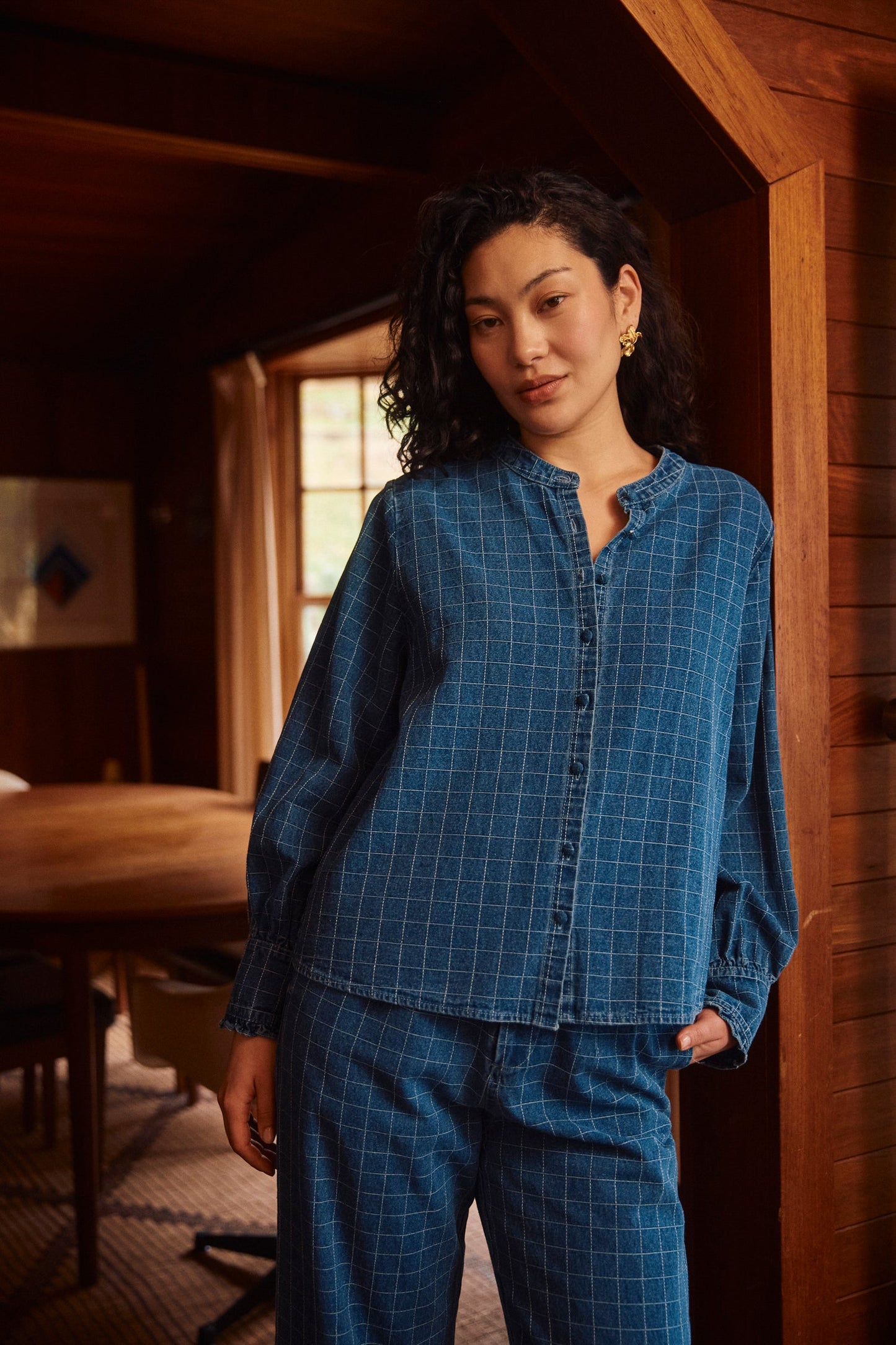 Sloane Denim Frill Shirt Check