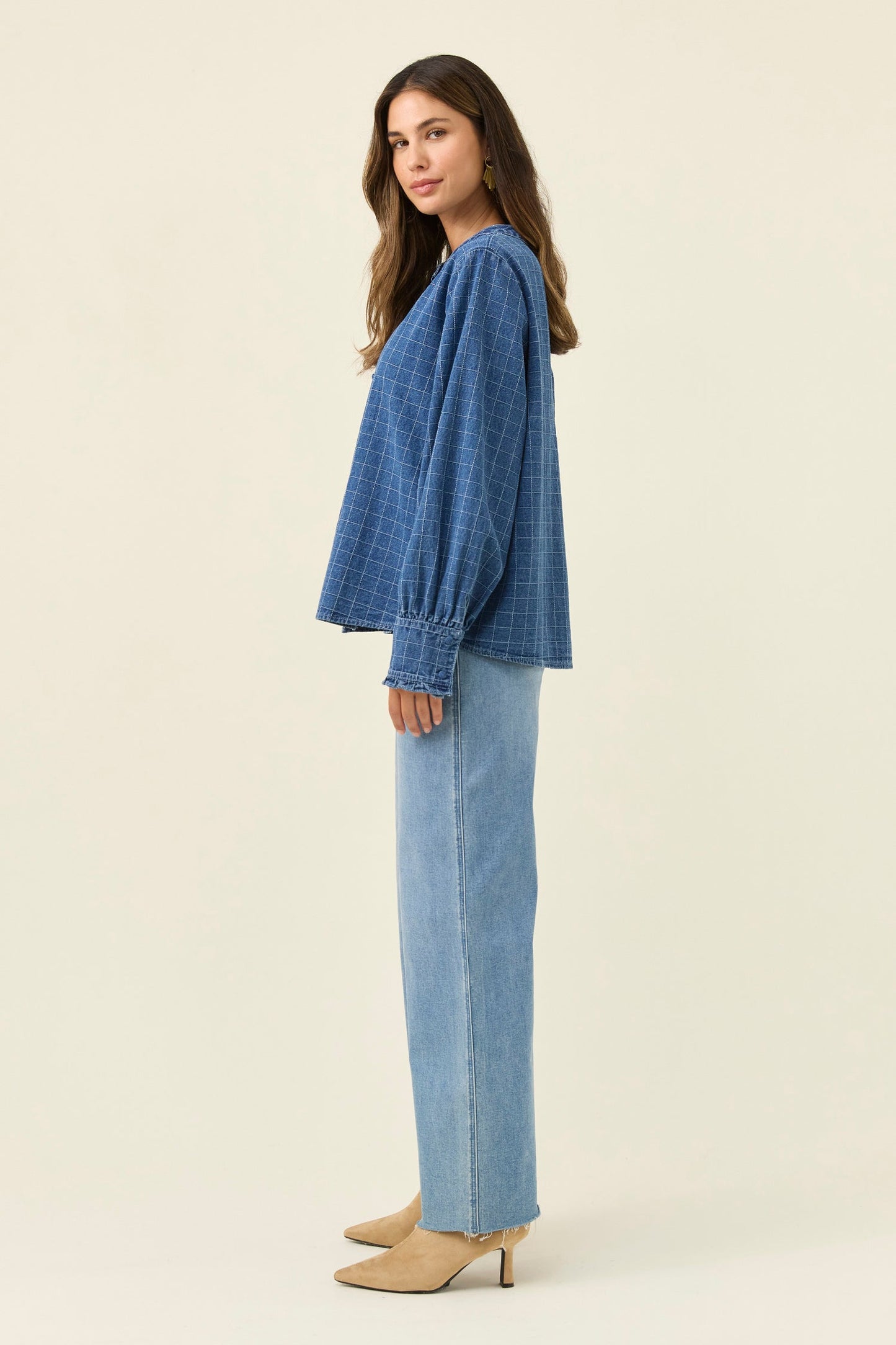 Sloane Denim Frill Shirt Check