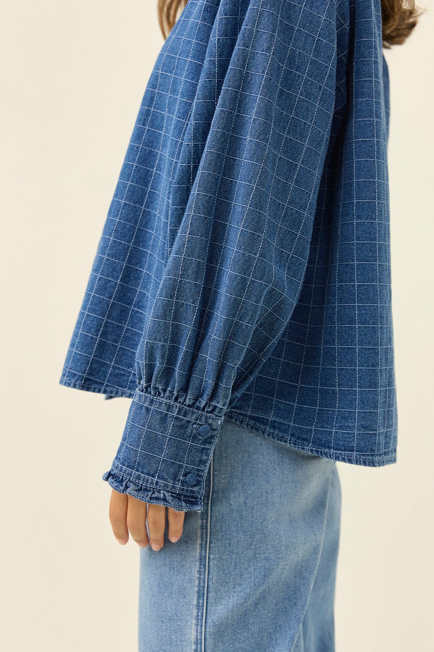Sloane Denim Frill Shirt Check