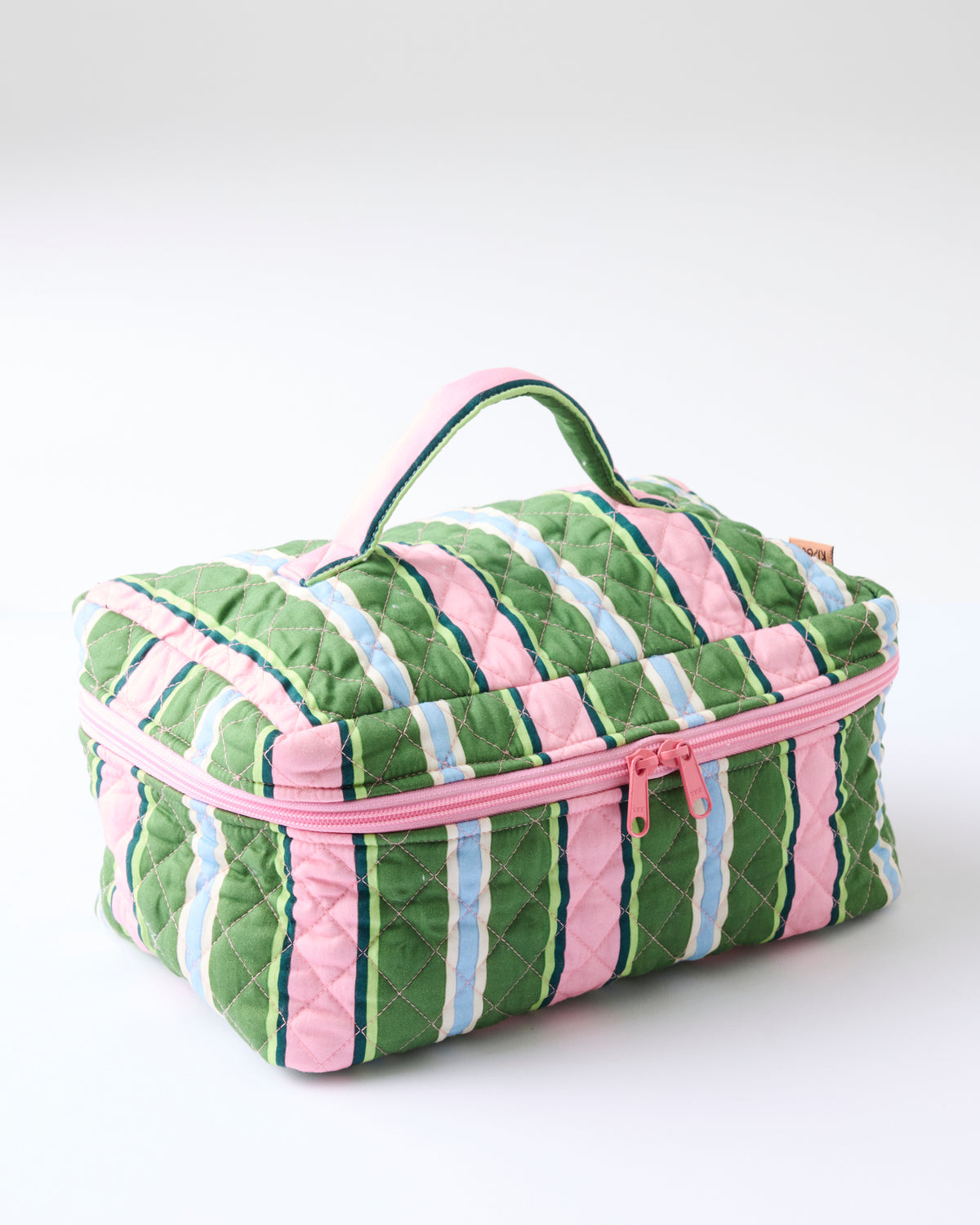 Cactus Stripe Quilted Cotton Toiletry Case