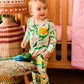 Popping Flowers Green Organic Long Sleeve Romper