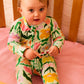 Popping Flowers Green Organic Long Sleeve Romper