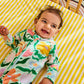 Popping Flowers Green Organic Long Sleeve Romper