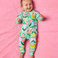 Popping Flowers Green Organic Long Sleeve Romper