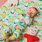 Popping Flowers Green Organic Long Sleeve Romper