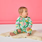 Popping Flowers Green Organic Long Sleeve Romper