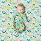 Popping Flowers Green Organic Long Sleeve Romper