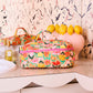 Popping Flowers Peach Quilted Toiletry Case
