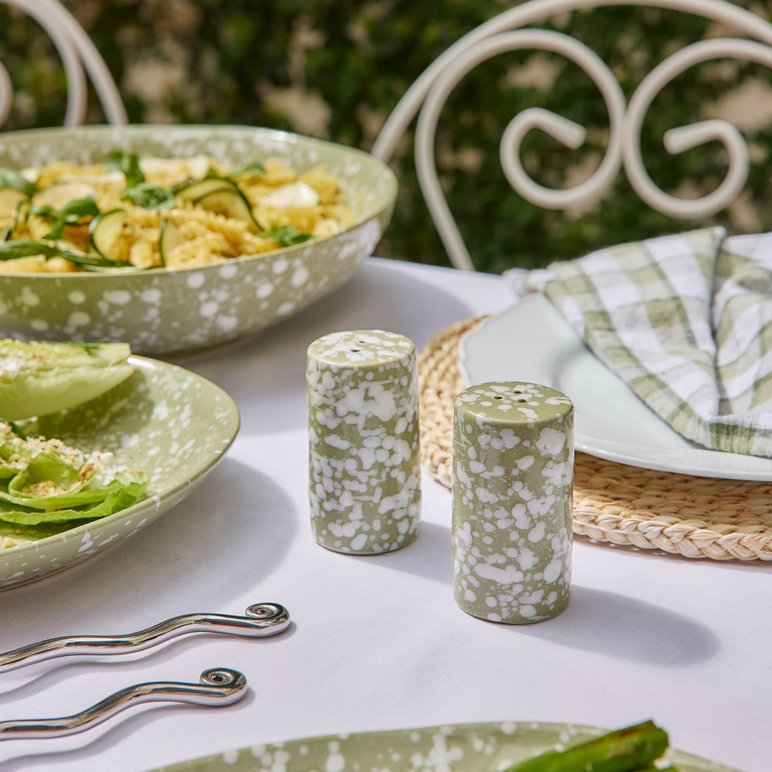Speckle Green/White Salt & Pepper Shaker Set