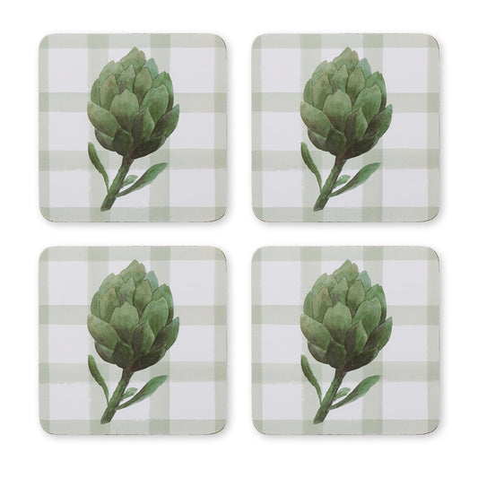 Artichoke Square Hard Coaster Set 4