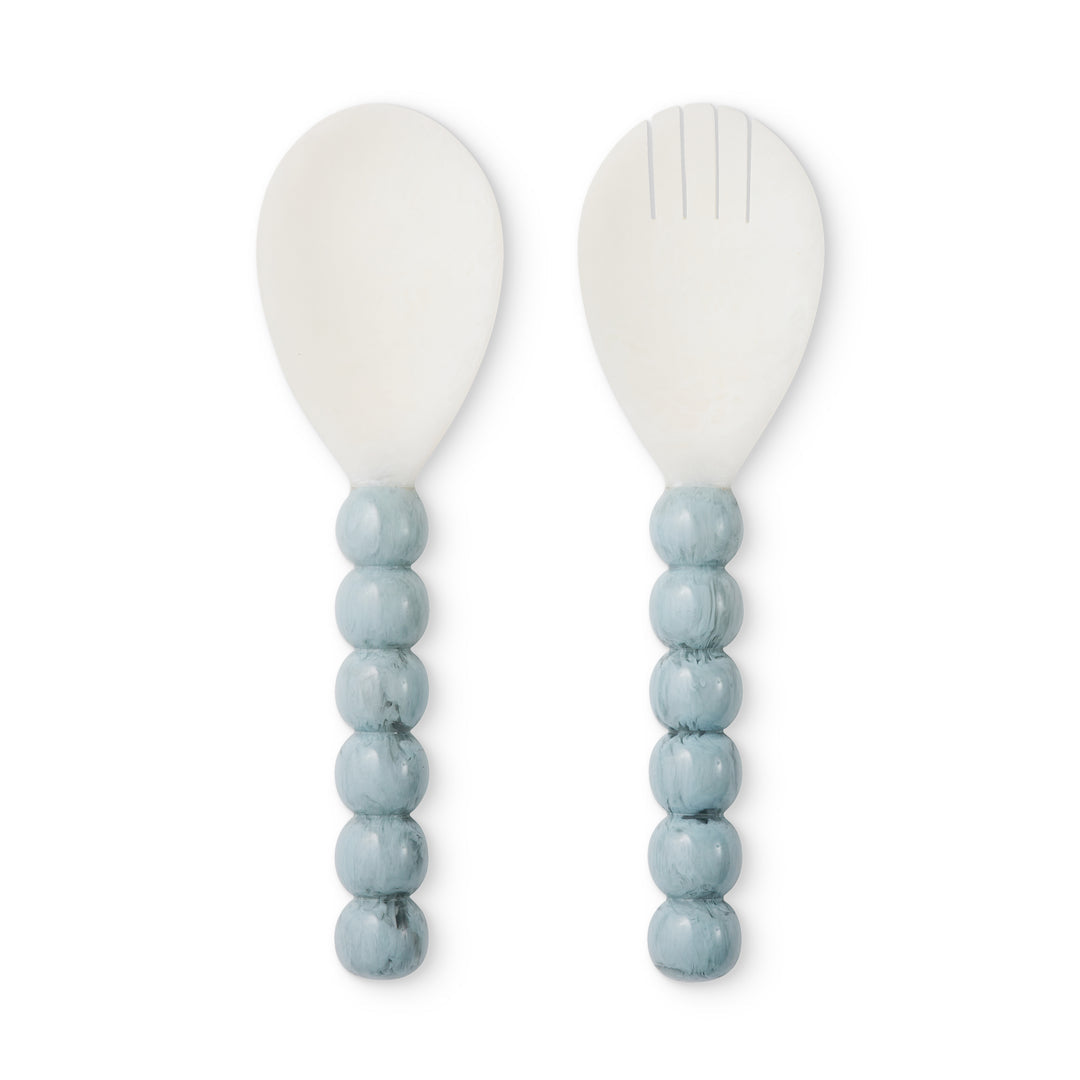 Bobble Blue/White Resin Salad Server Set