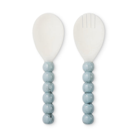 Bobble Blue/White Resin Salad Server Set