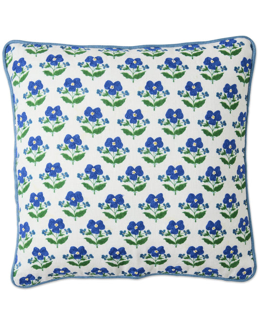 Indian Summer White Embroidered Cushion