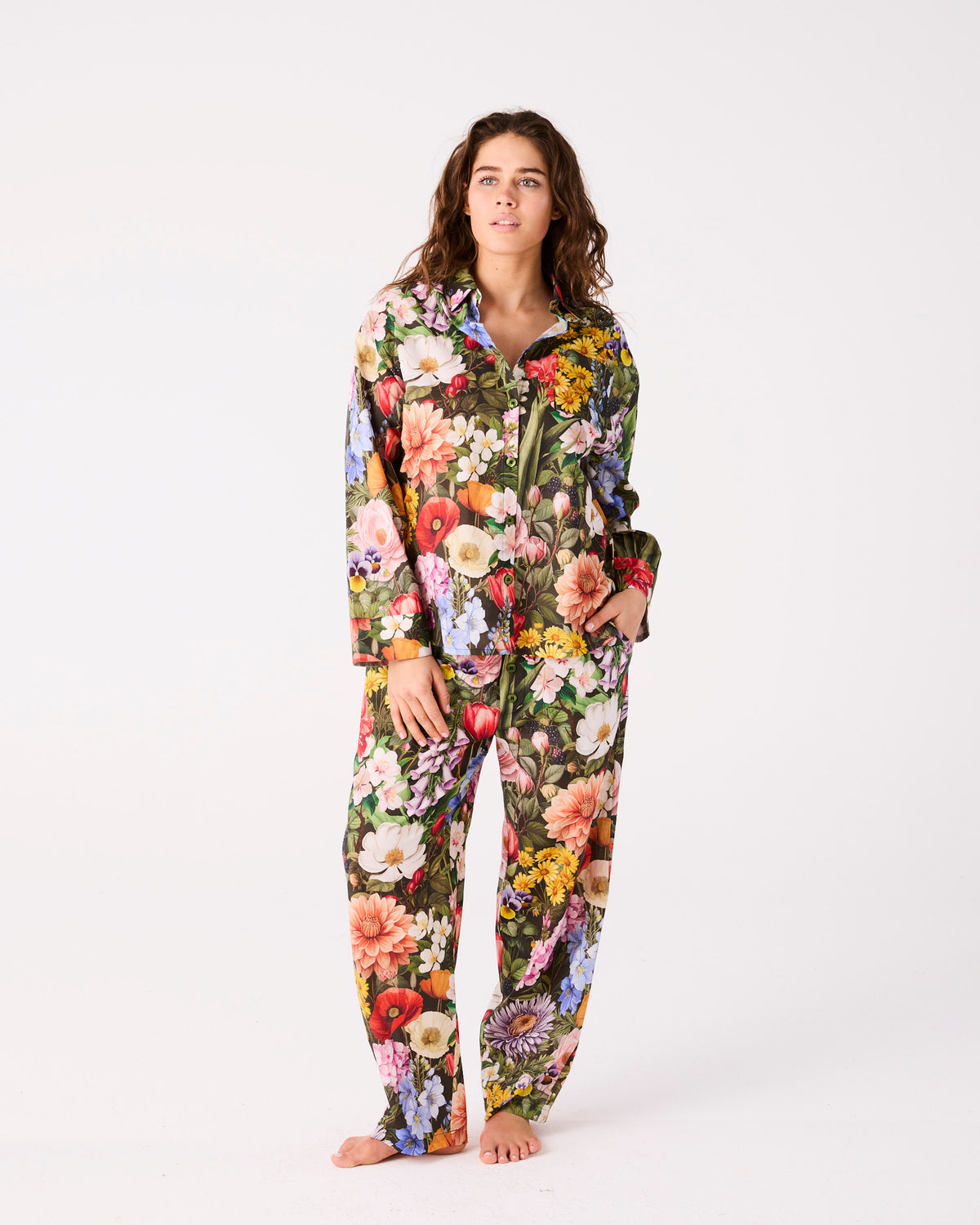 Cottage Garden Eden Adult Organic Cotton Long Sleeve Shirt & Pant Pyjama Set