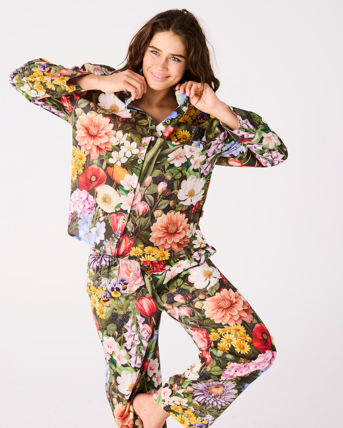 Cottage Garden Eden Adult Organic Cotton Long Sleeve Shirt & Pant Pyjama Set
