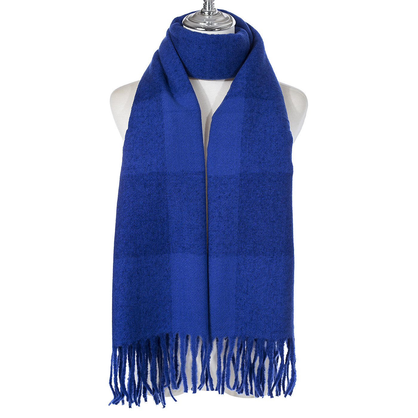 Navy Blue Large Check Scarf