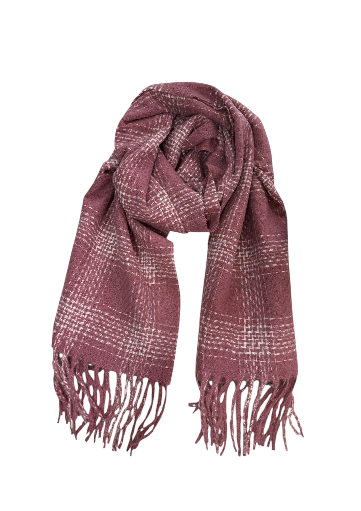 Dusty Pink Large Woven Check Scarf