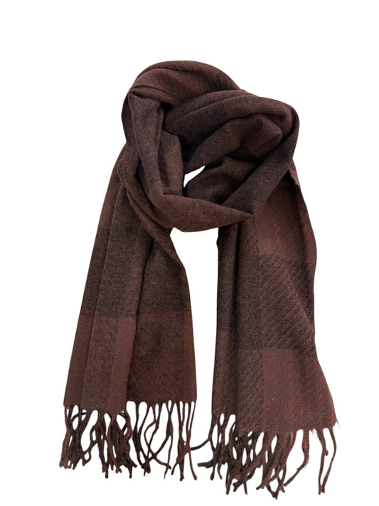 Chocolate Brown Large Check Scarf