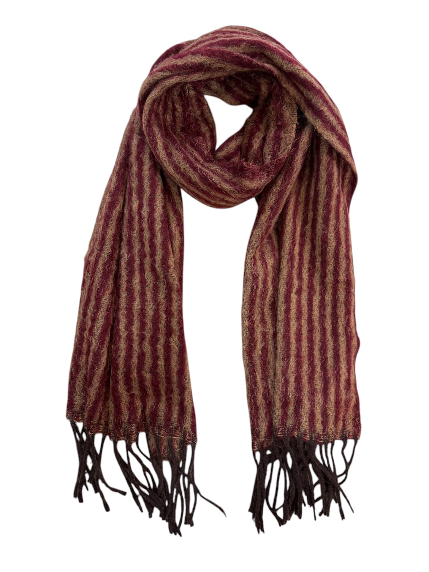 Wine And Brown Stripe Scarf
