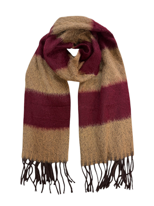 Wine and Brown Wide Stripe Scarf