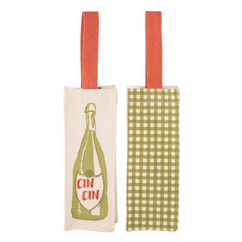Cin Cin Cotton Bottle Bag Olive