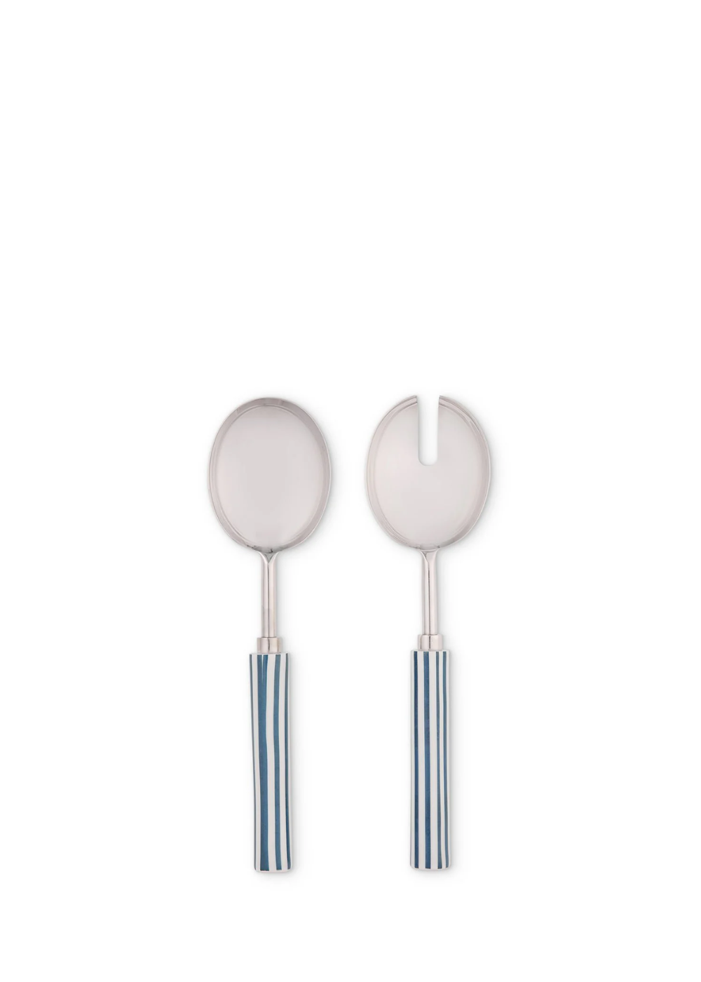 Clyde Stripe Two Tone Blue/White Salad Servers