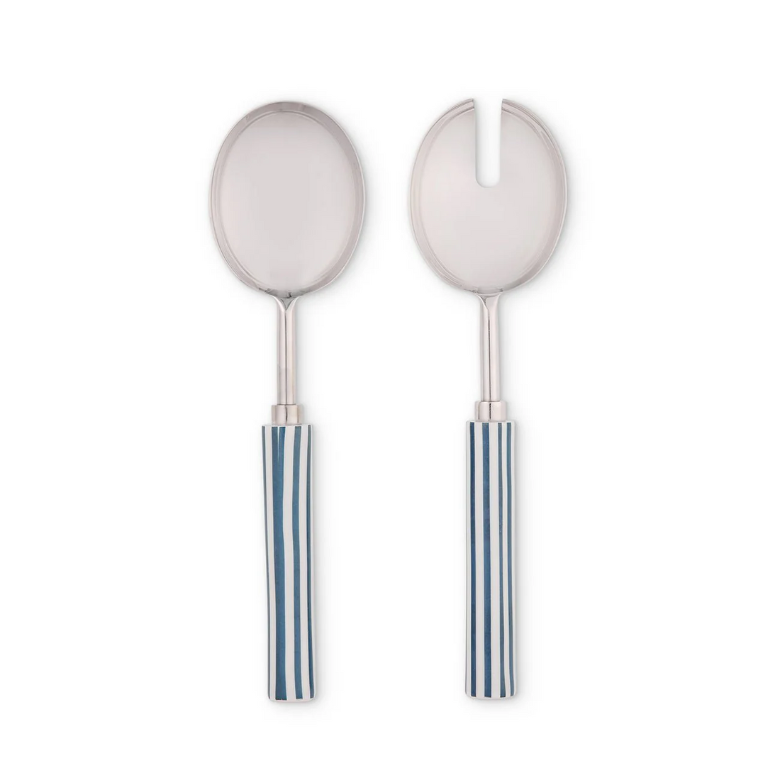 Clyde Stripe Two Tone Blue/White Salad Servers
