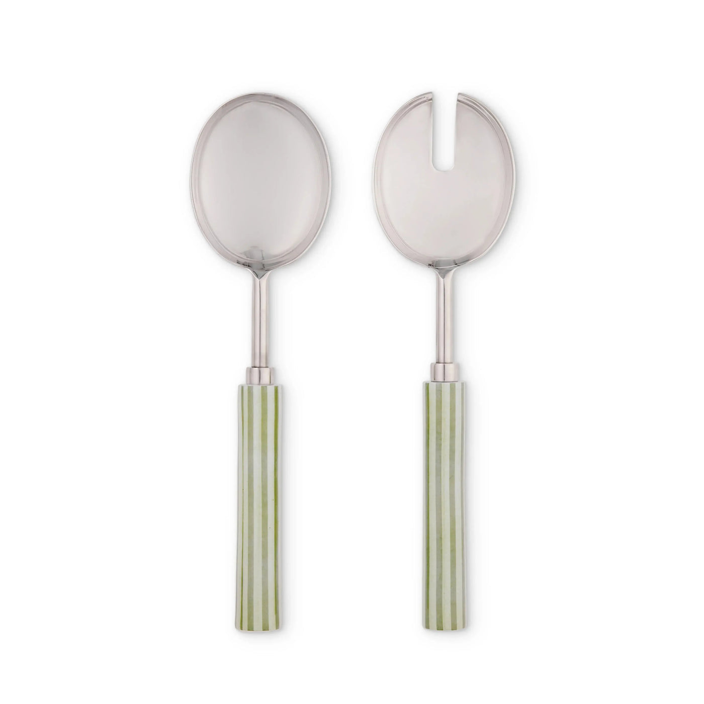 Clyde Stripe Two Tone Green Salad Servers