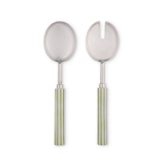 Clyde Stripe Two Tone Green Salad Servers