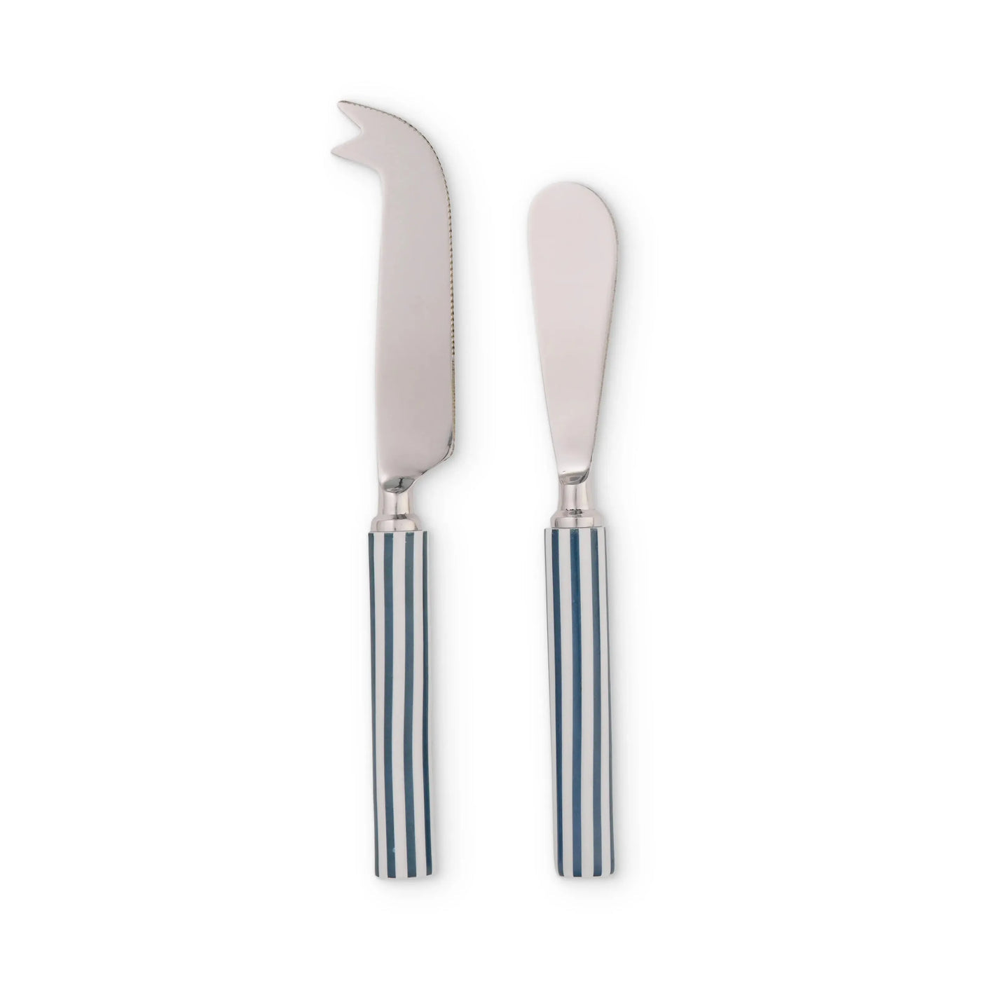Clyde Stripe Two Tone Blue/White Cheese Knife Set