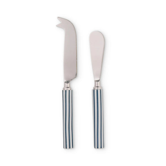 Clyde Stripe Two Tone Blue/White Cheese Knife Set