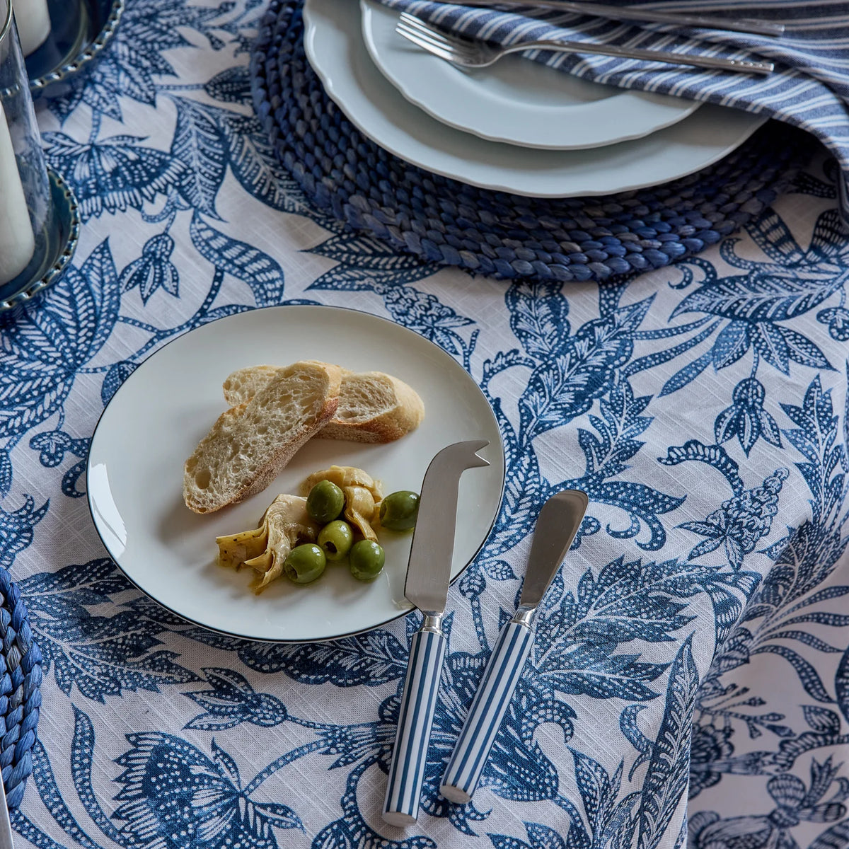 Clyde Stripe Two Tone Blue/White Cheese Knife Set
