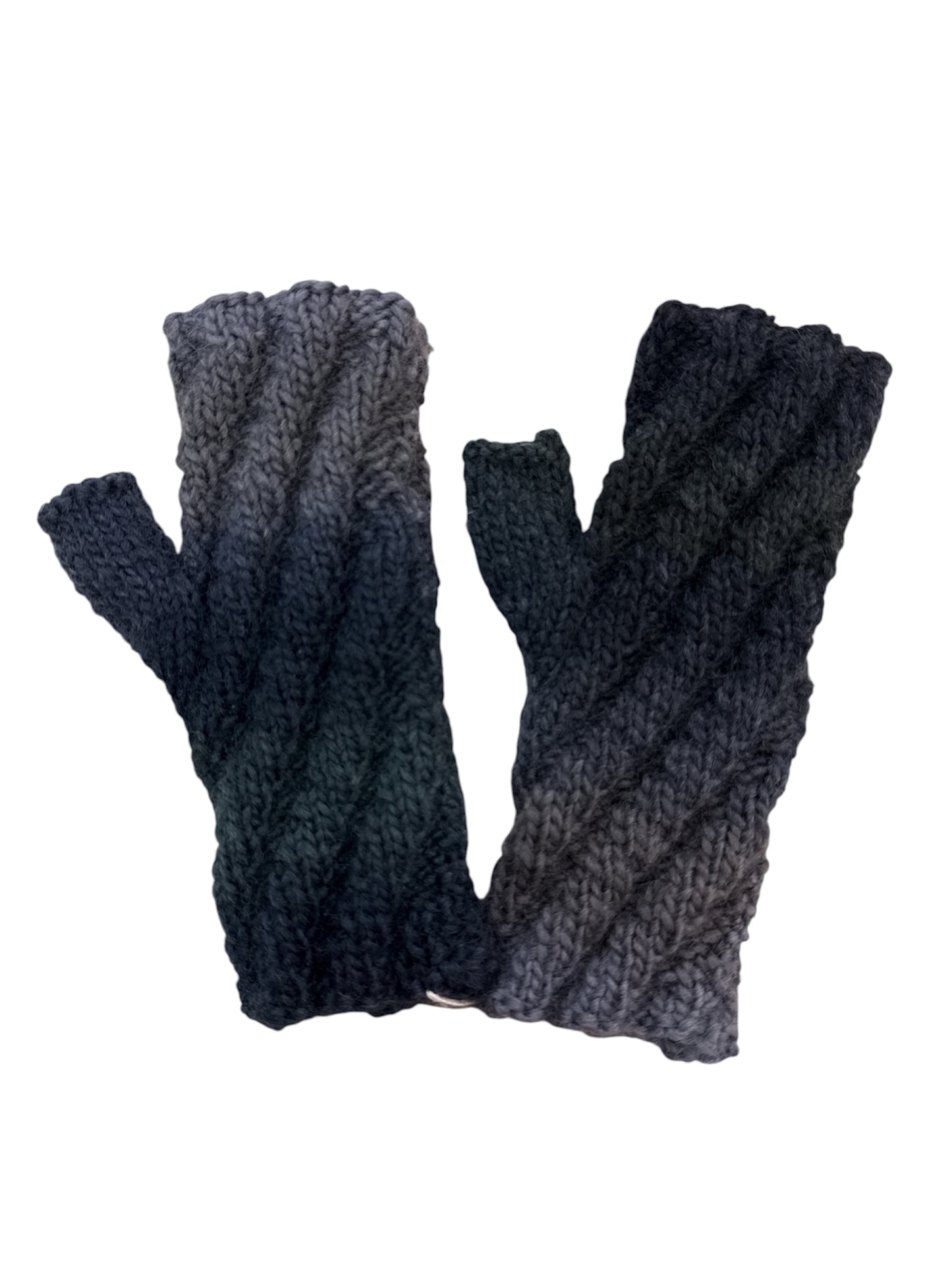 Grey/Navy/Teal Blend Fingerless Gloves