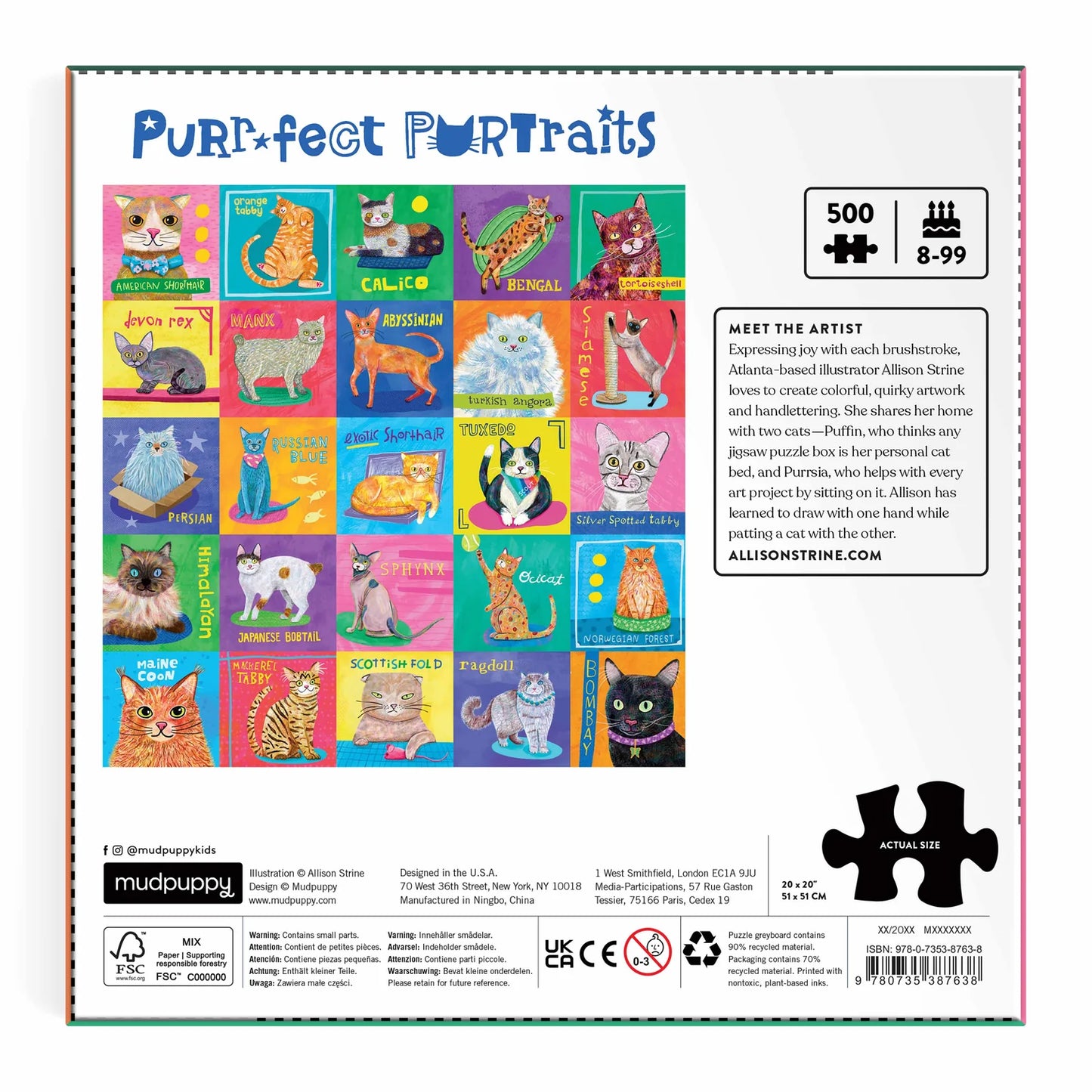 Purr-fect Portraits Family Puzzle 500pc