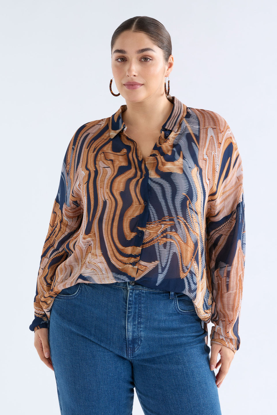 Eir Sheer Shirt Brandr Print