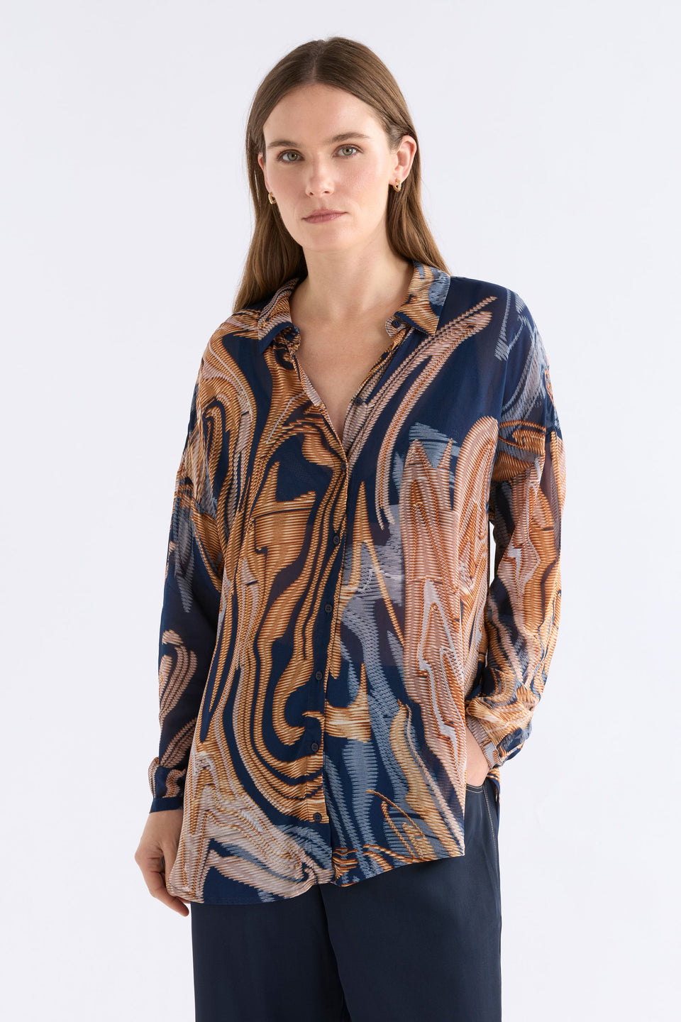 Eir Sheer Shirt Brandr Print
