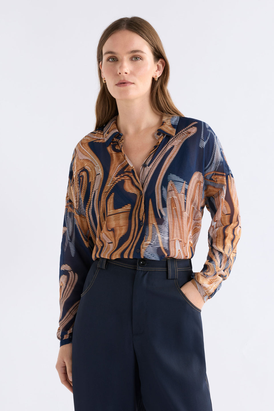 Eir Sheer Shirt Brandr Print