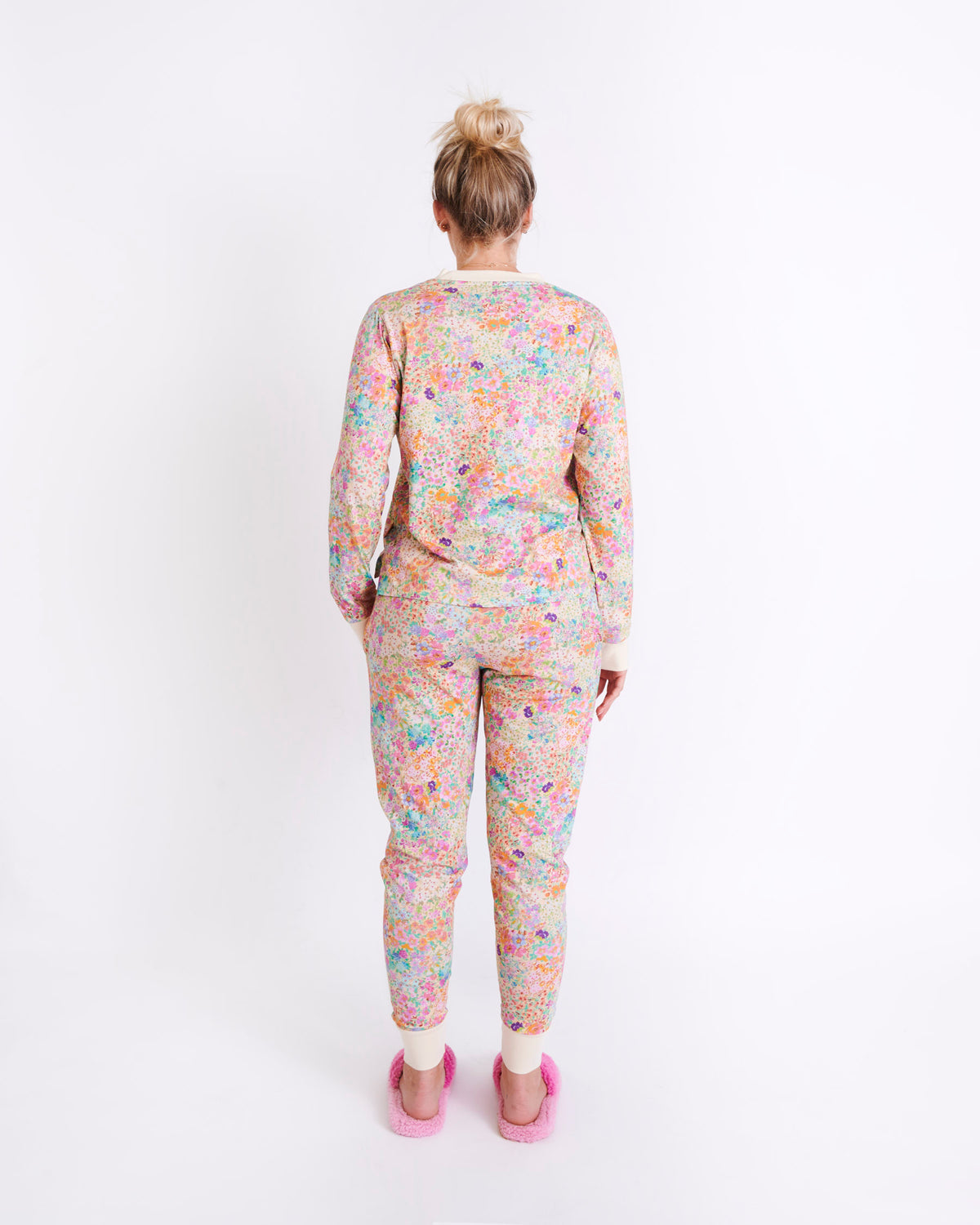 Little Bit Ditsy Organic Cotton Long Sleeve Pyjama Top & Slouch Pant Pyjama Set - Kip&Co