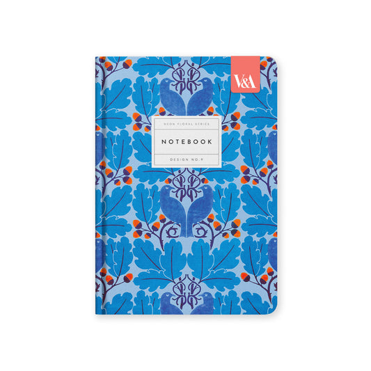 V & A Neon Floral BlueBirds A5 Notebook