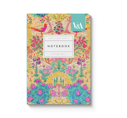 V & A Neon Floral Ornate Garden A6 Notebook