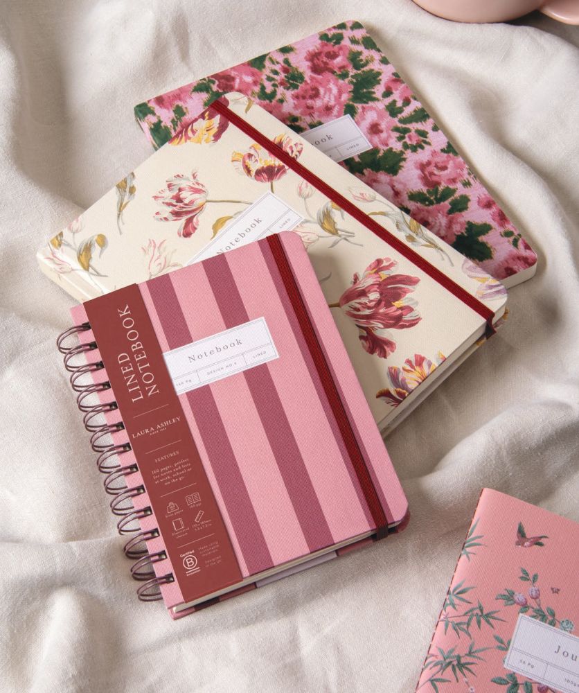 Laura Ashley A5 Premium Hard Cover Notebook-Gosford Cranberry